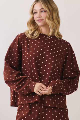 TCEC - CT10089-Polka Dot Print Lounge Sweatshirt