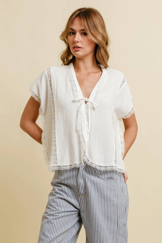 Marshmallow Tie Front Top