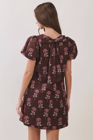 TCEC - CD07462-Floral Print Bow Back Mini Dress
