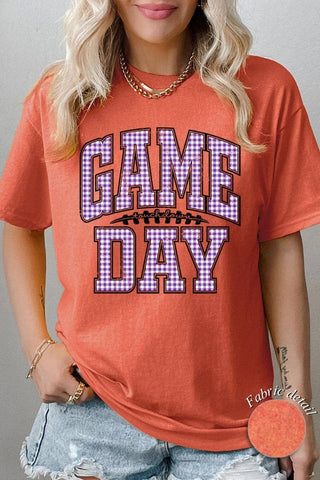 COLORBEAR - Purple Gingham Game Day Graphic Heavy Cotton Tee