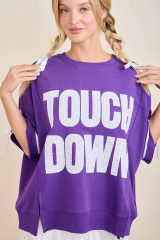 Main Strip - TOUCHDOWN Eyelet Appliqué Pullover Top