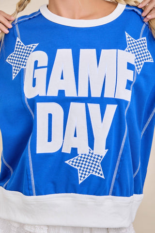 Main Strip - Game Day Star Patch Sweatshirt – Sporty Varsity Top
