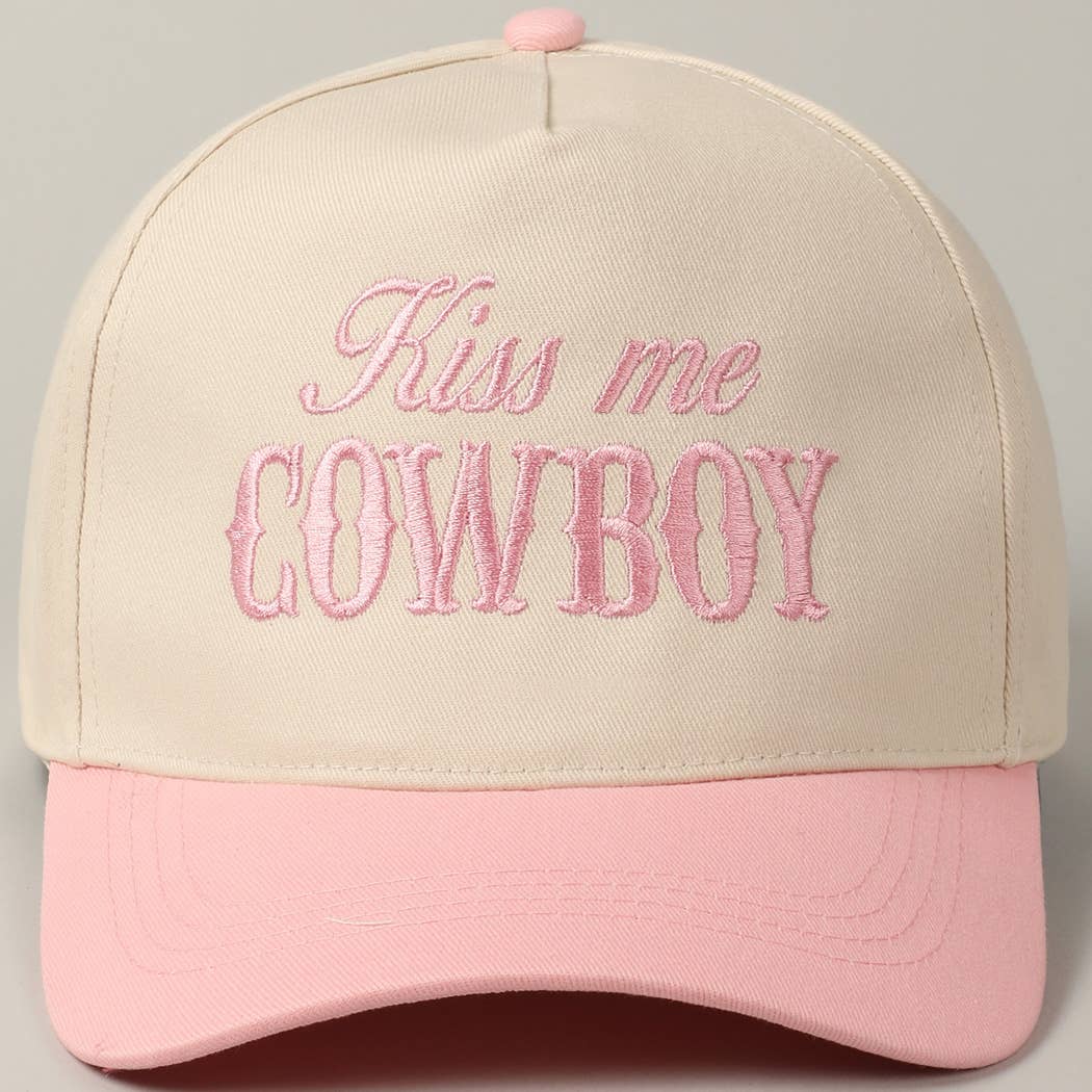 Kiss Me Cowboy Embroidered Trucker Hat