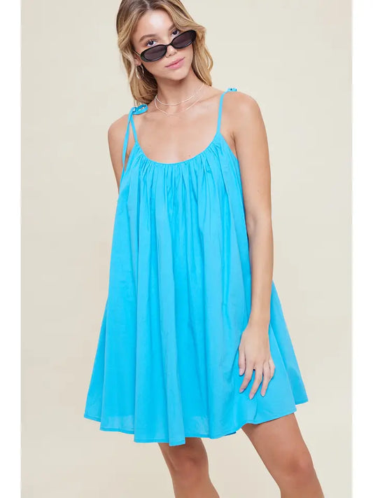 Aqua Open Back Mini Dress