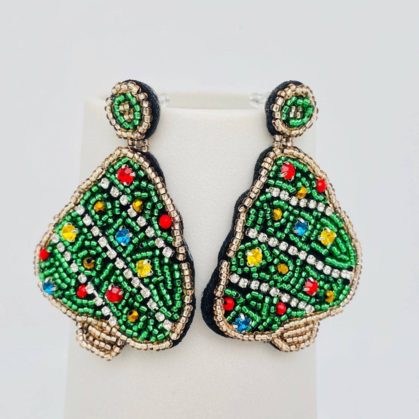 Christmas Tree Glass Beads Hand-woven Earrings