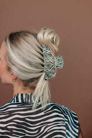 Zebra Acetate Claw Clip