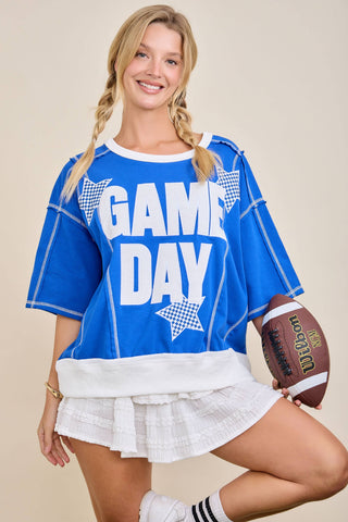 Main Strip - Game Day Star Patch Sweatshirt – Sporty Varsity Top