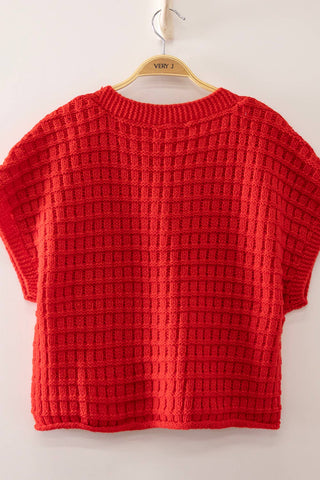 VERY J - 12W3719N-Waffle Texture Crop Cardigan