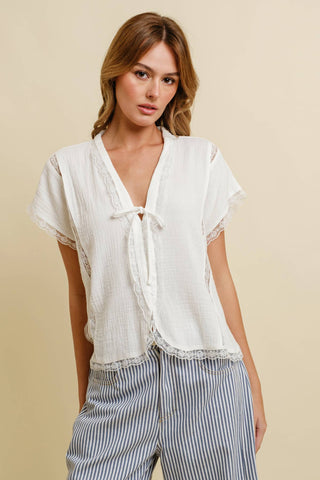 Marshmallow Tie Front Top