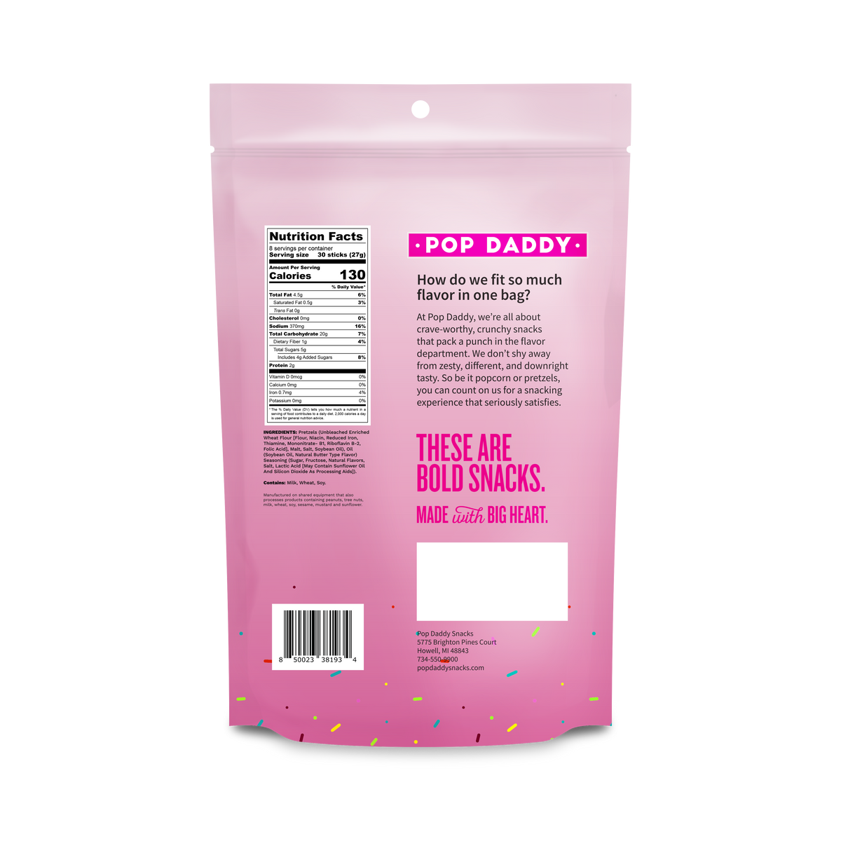 Pop Daddy Snacks - Birthday Cake Seasoned Pretzels 7.5oz ...