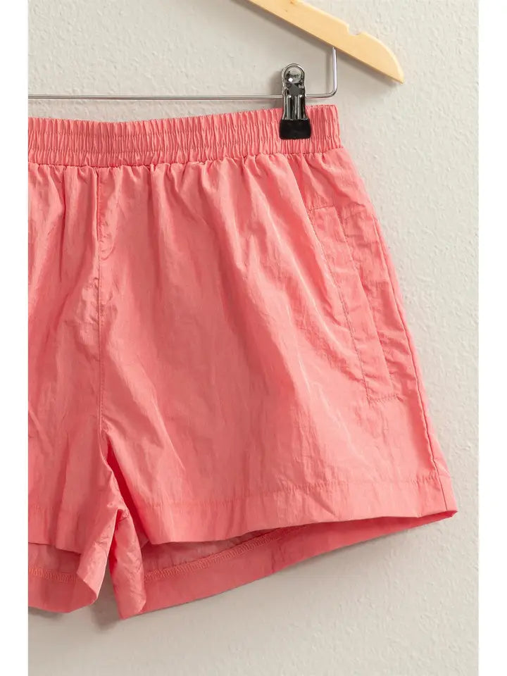 Mid- Waist Nylon Shorts - Tea Rose