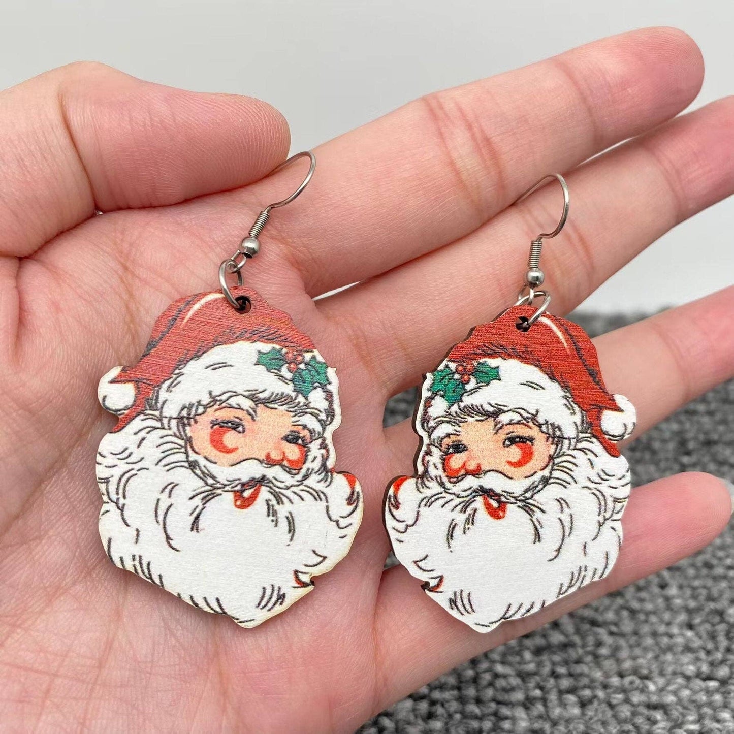 Vintage Santa Claus Earrings - Double Sided