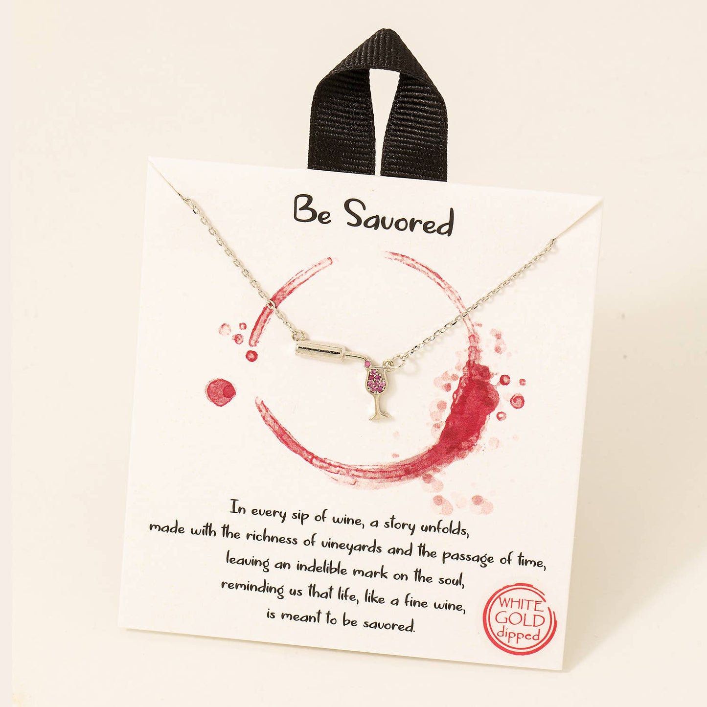 Gold Dipped Cz Pouring Wine Pendant Necklace