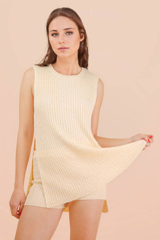 VERY J - 12W3359NSET-Knit Sweater Comfy Top & Shorts Set