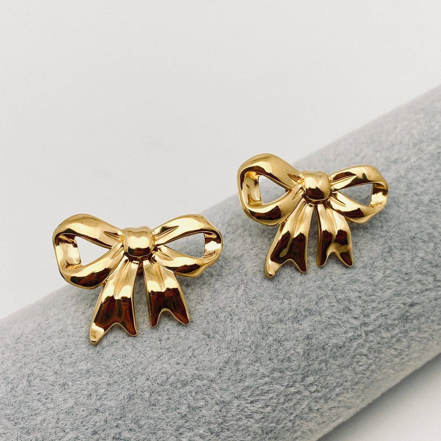 Bow 18K Gold Plated Stainless Steel Post Earrings