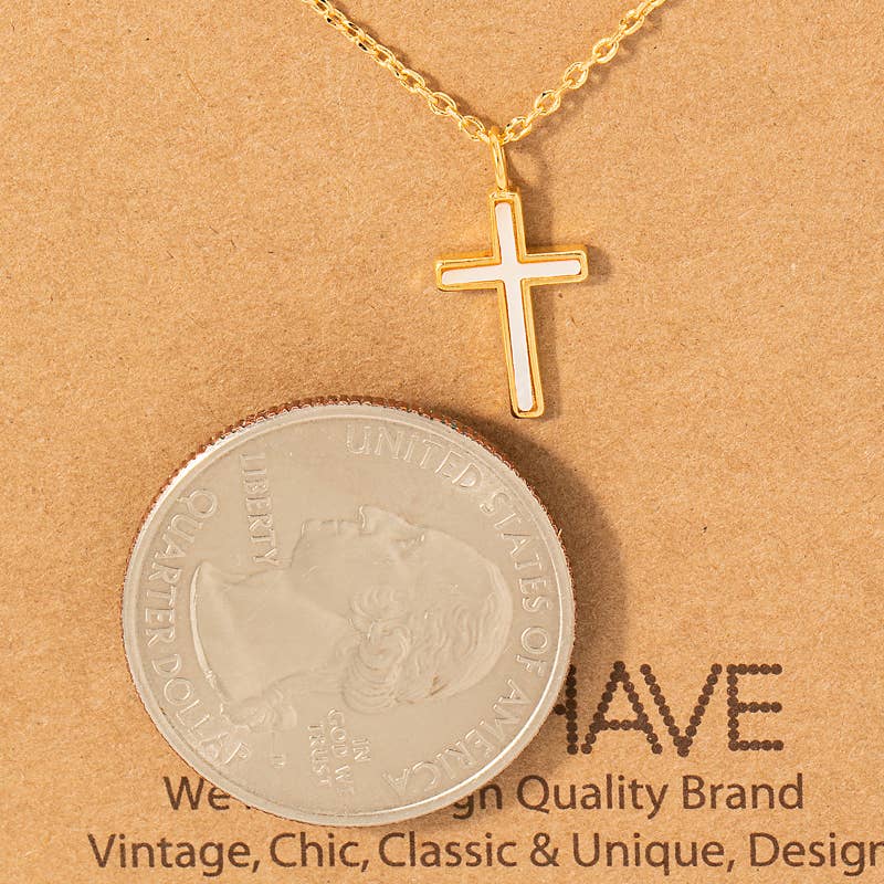Gold Dipped Cross Shell Pendant Necklace