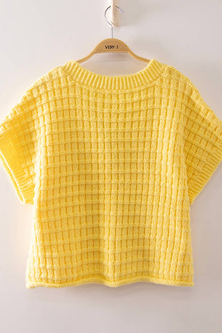 VERY J - 12W3719N-Waffle Texture Crop Cardigan