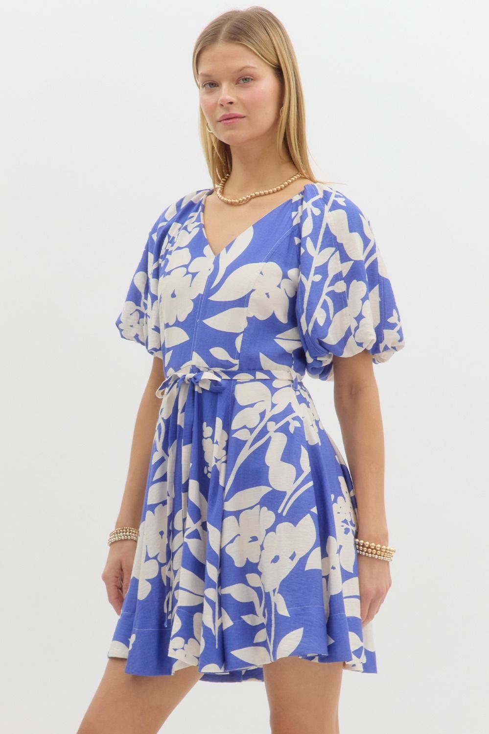 Blue & Cream Floral Dress