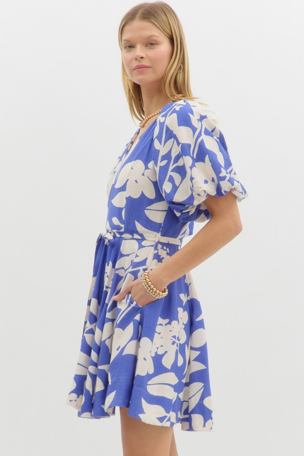 Blue & Cream Floral Dress