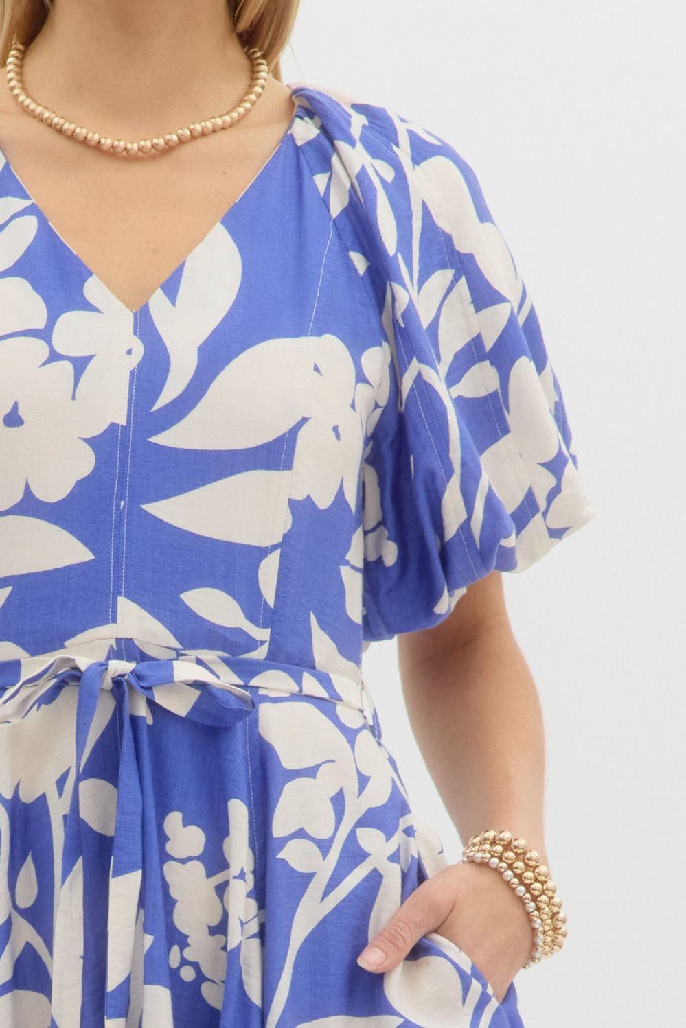 Blue & Cream Floral Dress