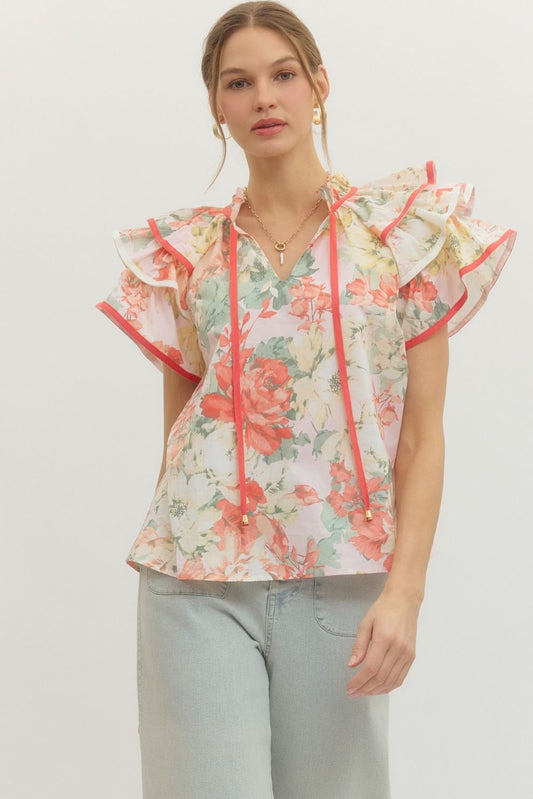 Floral Ruffle Top
