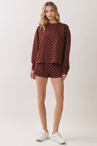 TCEC - CT10089-Polka Dot Print Lounge Sweatshirt