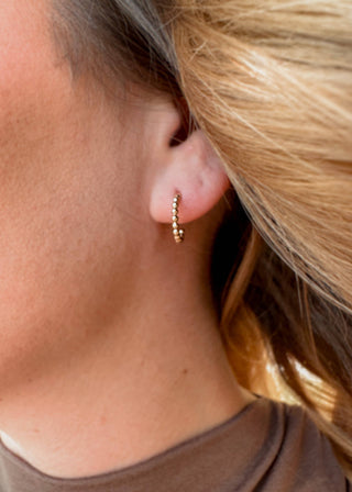 Barberry & Lace Handmade Jewelry - Beaded Huggie Hoop Earrings - Hypoallergenic, Waterproof