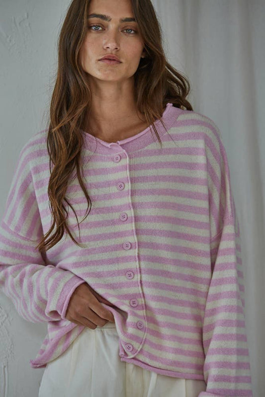 Bubblegum Striped Cardigan
