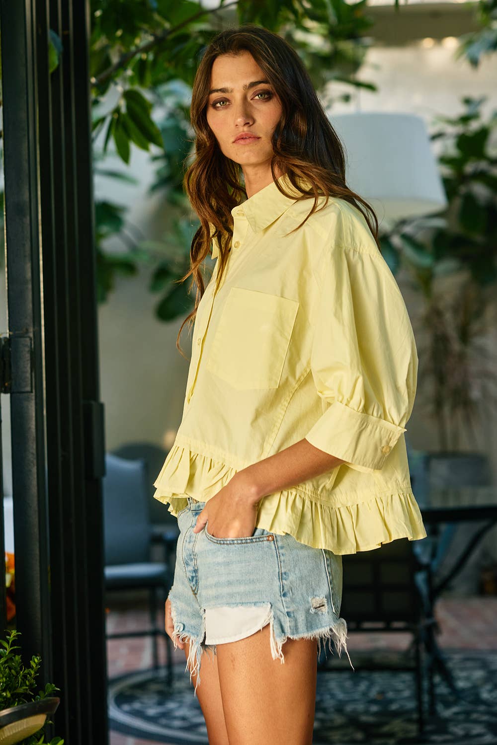 Butter Ruffle Trim Top