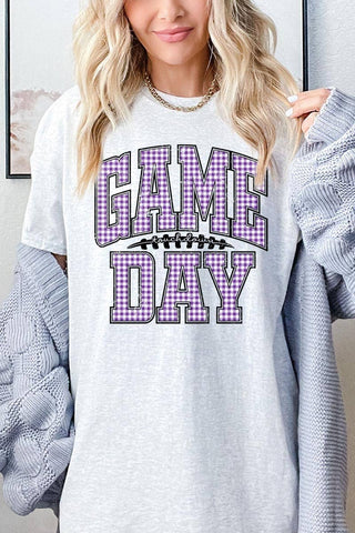 COLORBEAR - Purple Gingham Game Day Graphic Heavy Cotton Tee