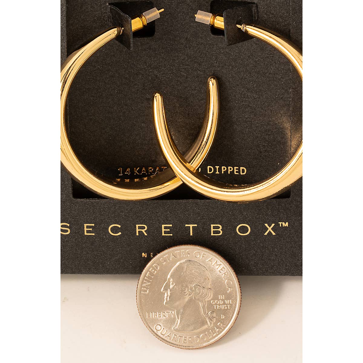 Secret Box Gold Dipped Beveled Hoop Earrings