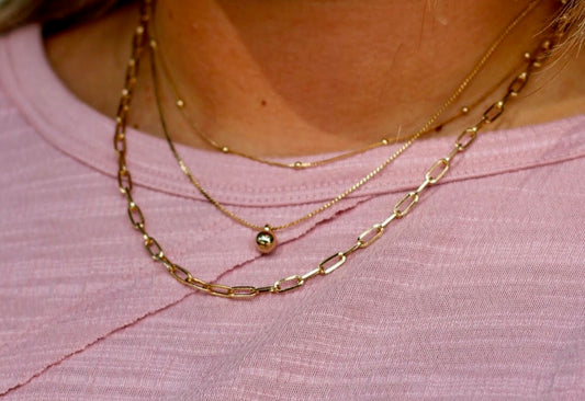 Triple Layer Gold Ball Necklace