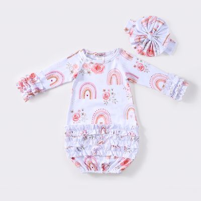 Rainbow Rosette Baby Gown