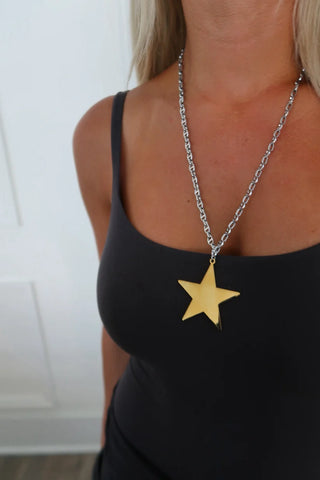 Mixed Metal Star Necklace