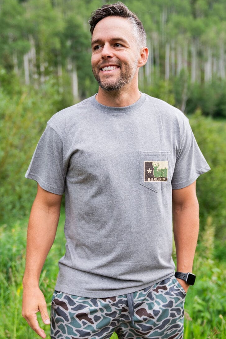Texas Deer Flag - SS - Dark Heather Grey